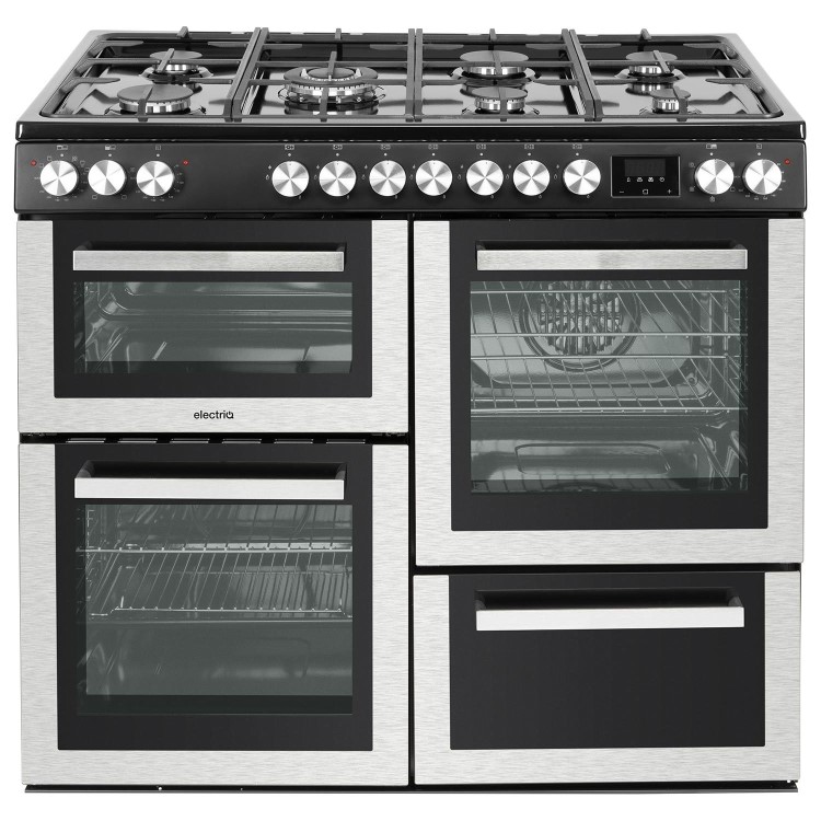 Refurbished electriQ EQRANGEDF100SS 100cm Dual Fuel Range Cooker Stainless Steel