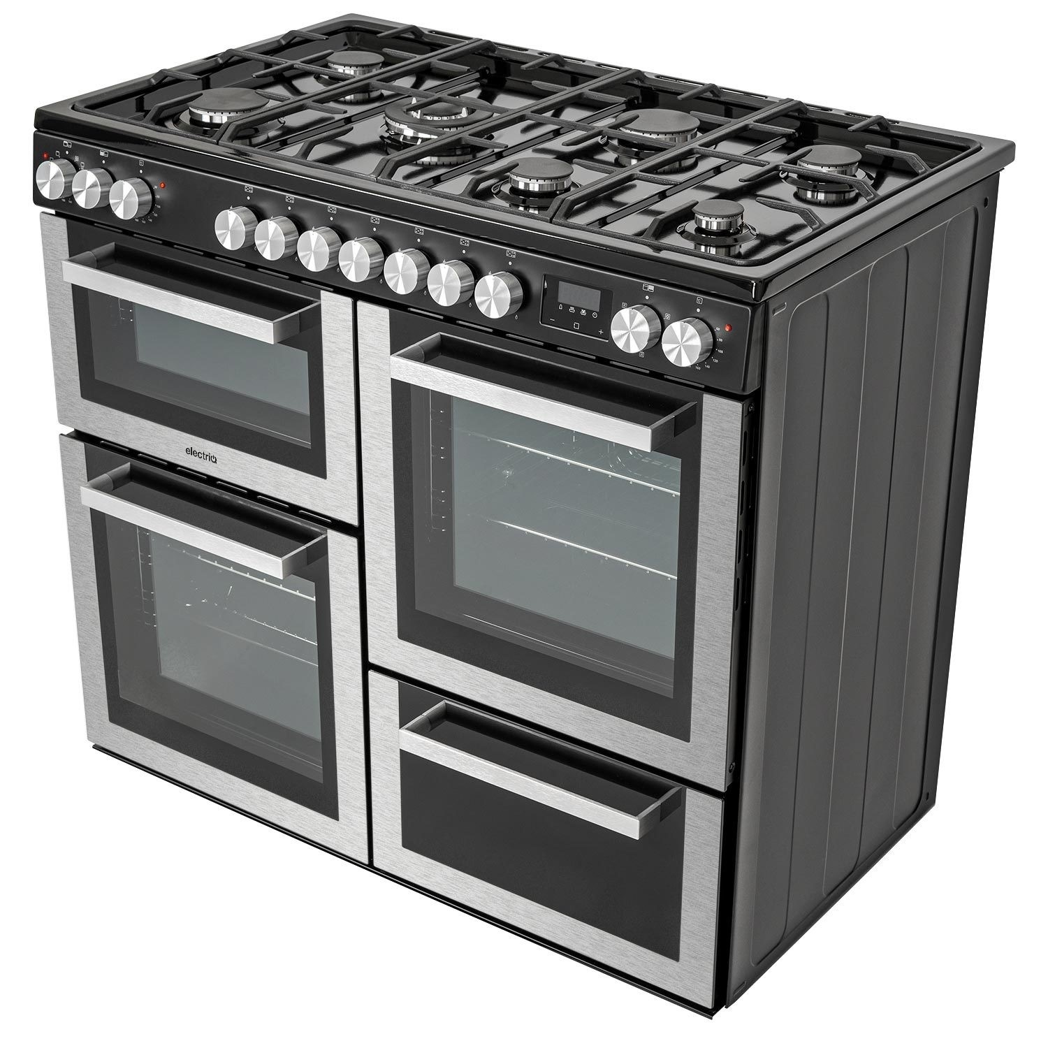 electriQ 100cm Dual Fuel Range Cooker Stainless Steel EQRANGEDF100SS