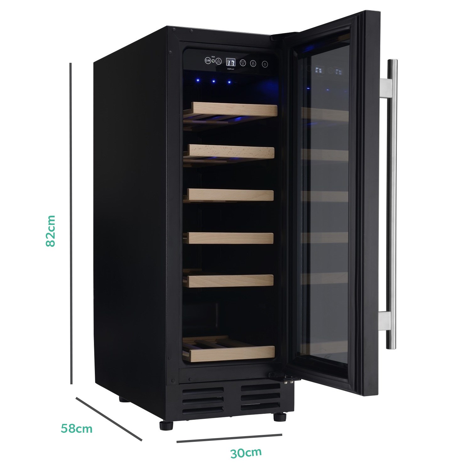 electriQ 18 Bottle Capacity Single Zone Wine Cooler Black EQWINE30BL