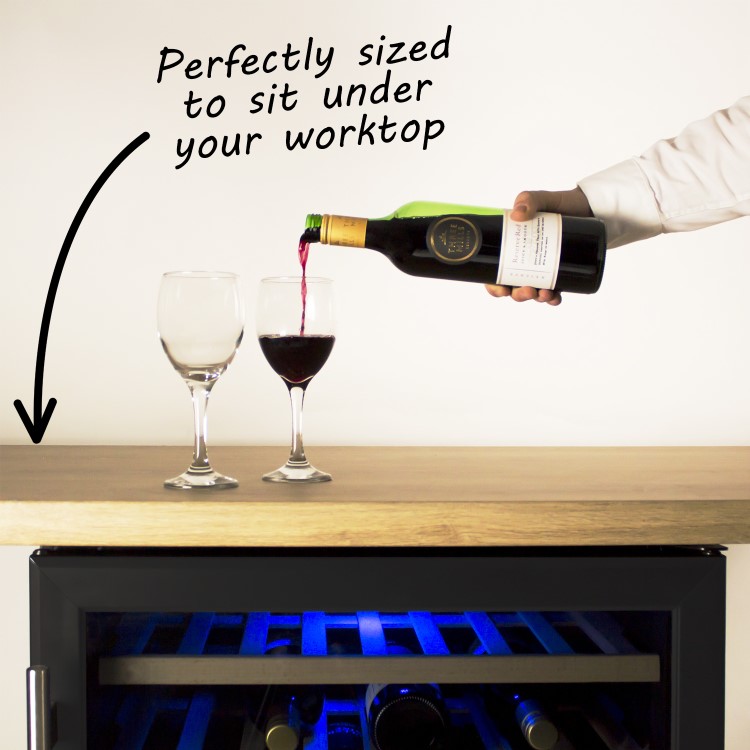 GRADE A1 - electriQ 60cm Wine Cooler Full Range Dual Zone - Black