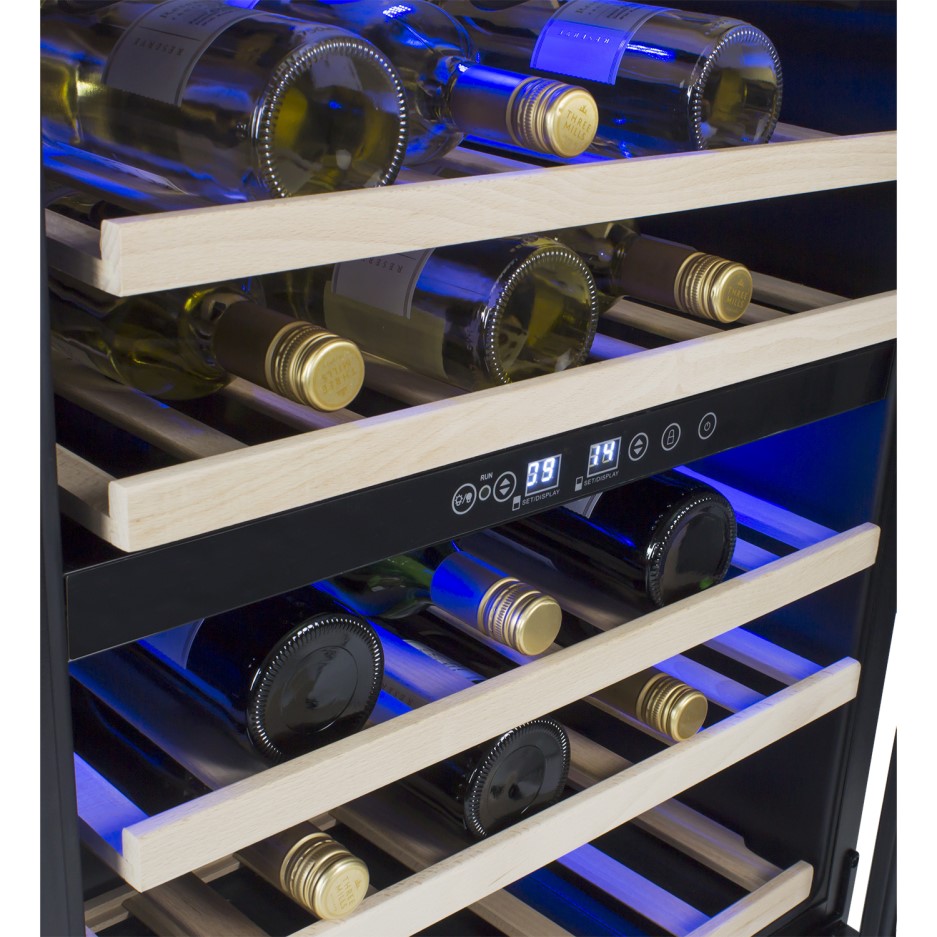 electriQ 60cm Wide 51 Bottle Dual Zone Wine Cooler Black EQWINE60BL