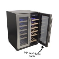 electriQ 36 Bottle Capacity Full Range Dual Zone Freestanding Wine Cooler - Stainless Steel