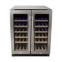 GRADE A2 - electriQ 60cm  36 Bottle Wine Cooler  Dual Temperature Dual Zone Double Door - Stainless Steel