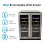 GRADE A2 - electriQ 36 Bottle Freestanding Under Counter Wine Cooler Dual Zone 60cm Wide 82cm Tall - Stainless Steel