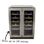 GRADE A2 - electriQ 60cm  36 Bottle Wine Cooler  Dual Temperature Dual Zone Double Door - Stainless Steel