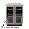 GRADE A2 - electriQ 60cm  36 Bottle Wine Cooler  Dual Temperature Dual Zone Double Door - Stainless Steel