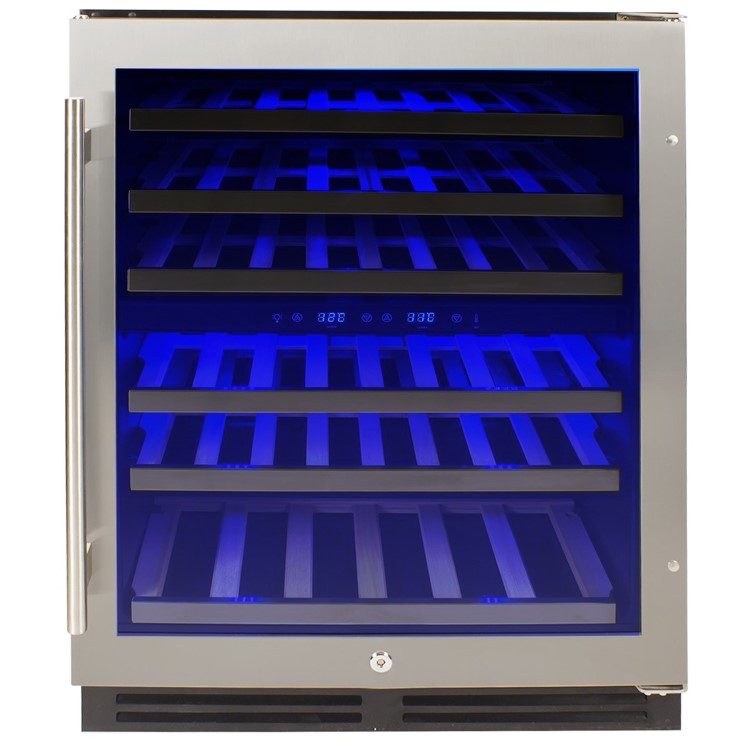 Refurbished electriQ EQWINE60SFDZ 51 Bottle Full Range Dual Zone Wine Cooler Stainless Steel