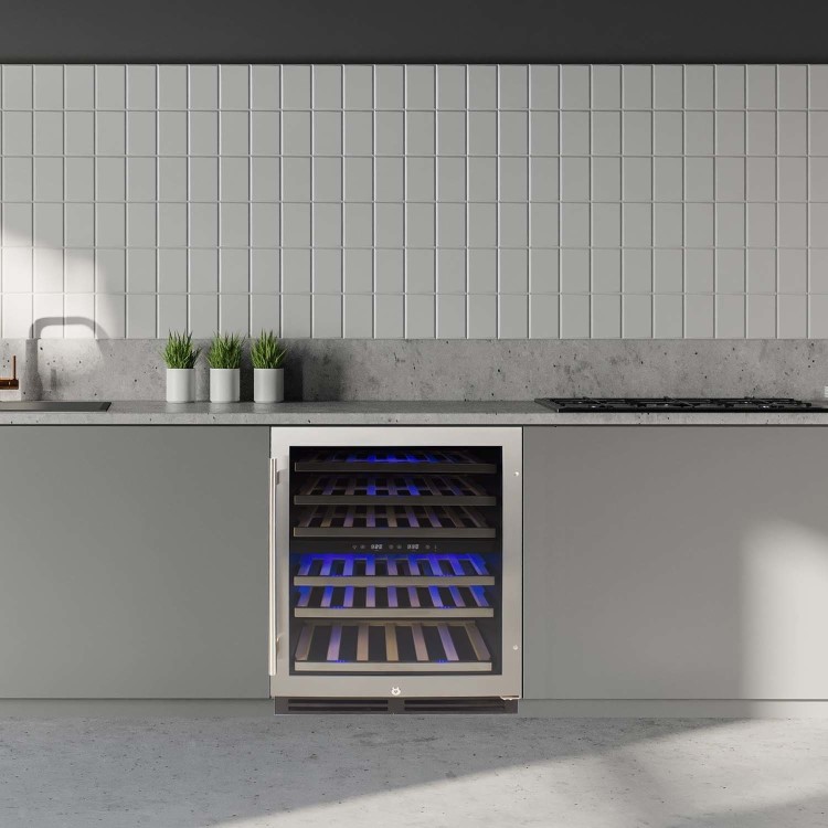 Refurbished electriQ EQWINE60SFDZ 51 Bottle Full Range Dual Zone Wine Cooler Stainless Steel