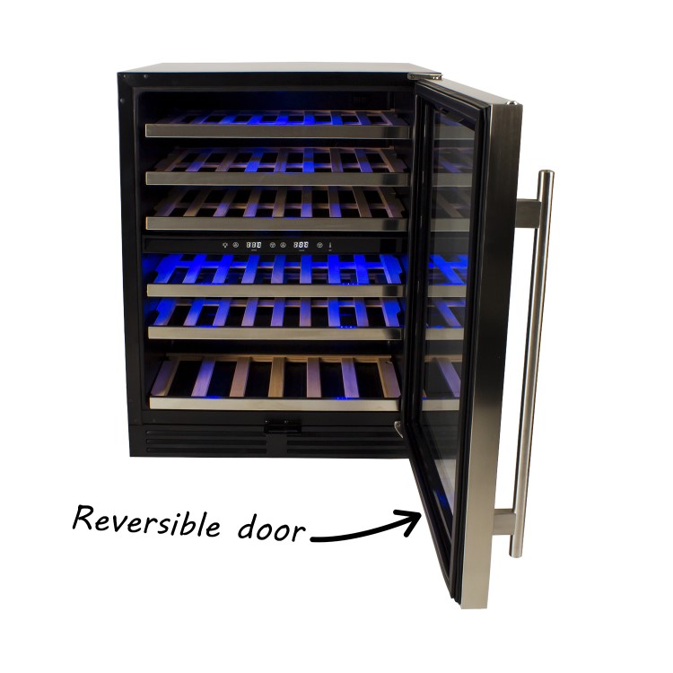 GRADE A2 - ElectrIQ 60cm Wine Cooler Full Range Dual Zone - Stainless Steel