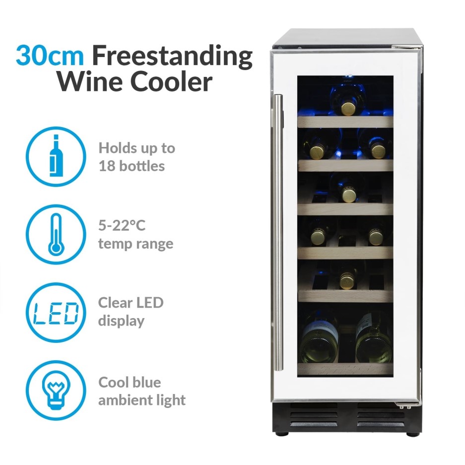 electriQ 18 Bottle Freestanding Under Counter Wine Cooler Single Zone