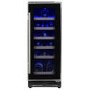 electriQ 18 Bottle Capacity Single Zone Freestanding Wine Cooler - Stainless steel with Black door