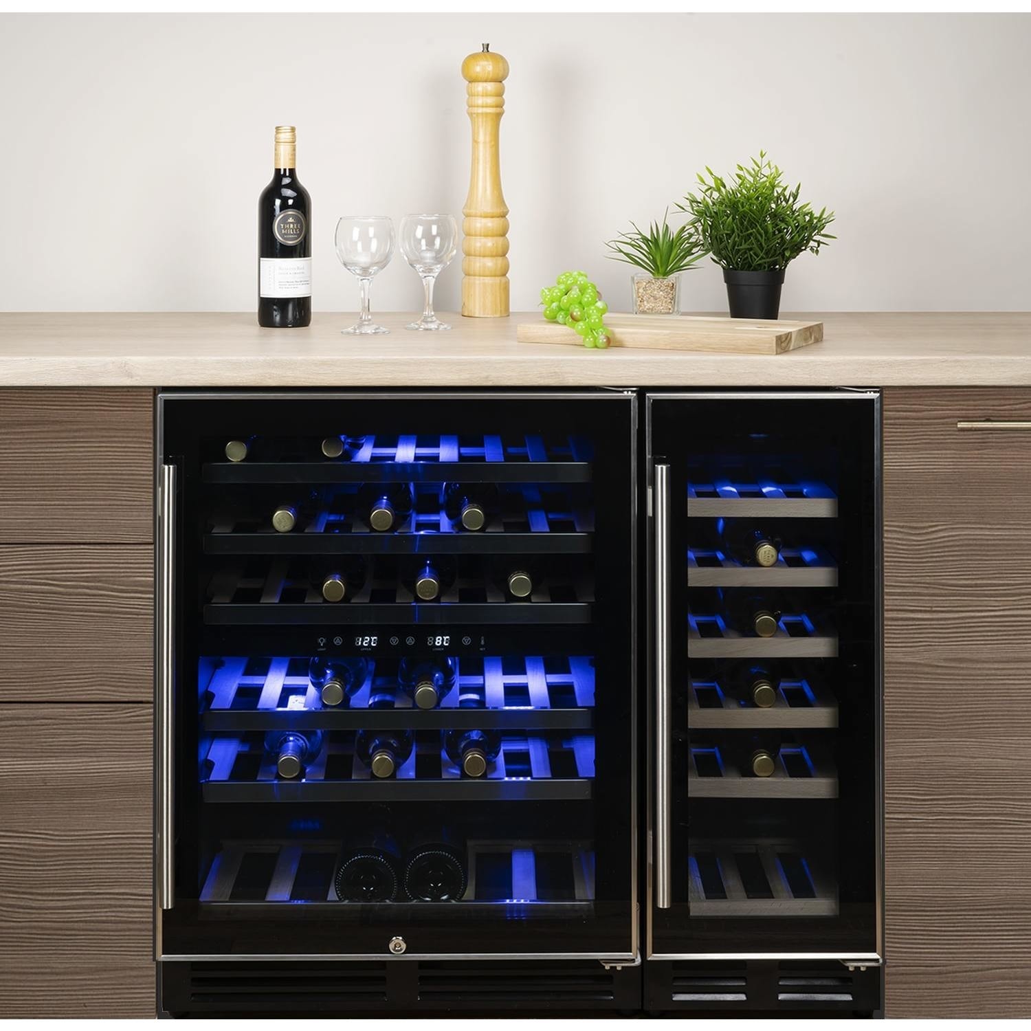 electriQ 18 Bottle Capacity Single Zone Freestanding Wine Cooler -  Stainless steel with Black door EQWINECH30 | Appliances Direct