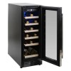 electriQ 18 Bottle Capacity Single Zone Freestanding Wine Cooler - Stainless steel with Black door