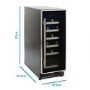 electriQ 18 Bottle Capacity Single Zone Freestanding Wine Cooler - Stainless steel with Black door