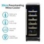 electriQ 18 Bottle Capacity Single Zone Freestanding Wine Cooler - Stainless steel with Black door