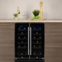 electriQ 36 Bottle Capacity Full Range Dual Zone Under Counter Wine Cooler - Black