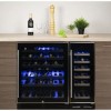 electriQ 51 Bottle Capacity Full Range Dual Zone Freestanding Wine Cooler - Black