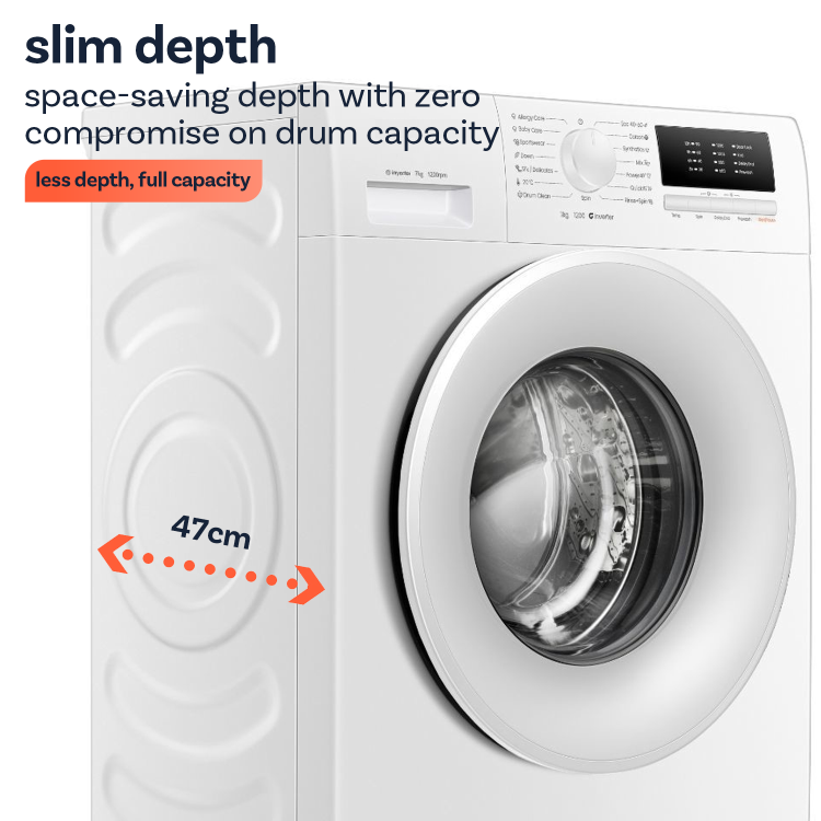 electriQ 7kg 1200rpm Slim Washing Machine - White