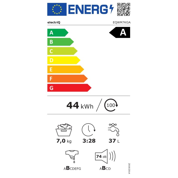 electriQ 7kg 1200rpm Washing Machine - White