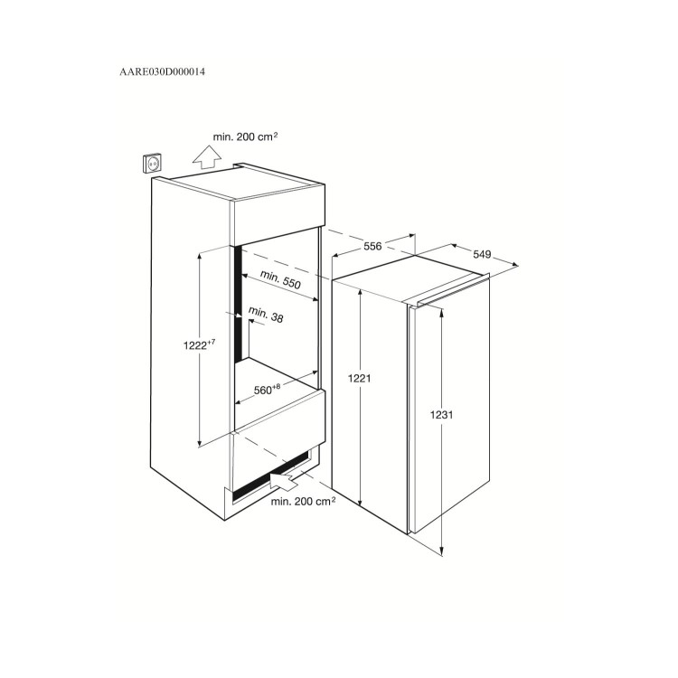 Electrolux ERG2305AOW In-column Integrated Fridge