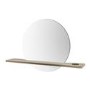 Round Backlit Heated Bathroom Mirror with Lights & Oak Shelf 500mm - Ersa