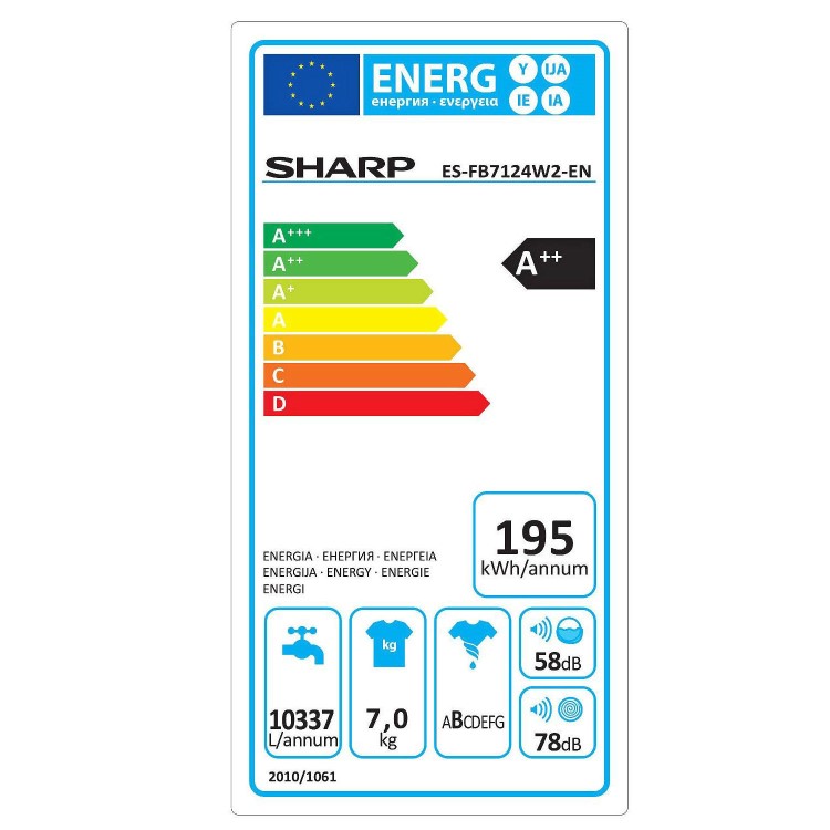 Sharp ES-FB7124W2 A++ Washing Machine White