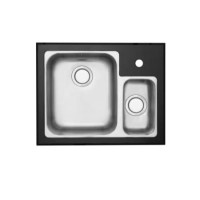 Astracast ES15XXHOMESKR Edge Sio 1.5 Bowl Stainless Steel Sink with Black Glass Surround