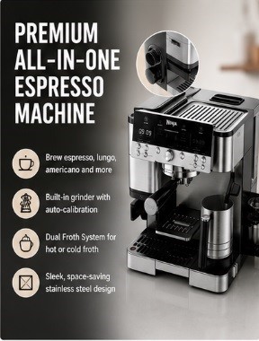 The machine recommends a grind size based on your beans and auto-calibrates with each brew.