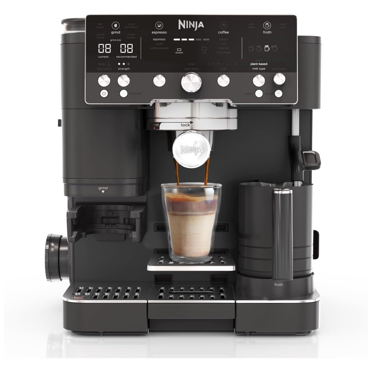 Ninja ES601UKBK Luxe Caf Premier  3-in-1 Bean-to-Cup Espresso Machine with Integrated Grinder & Milk Frother
