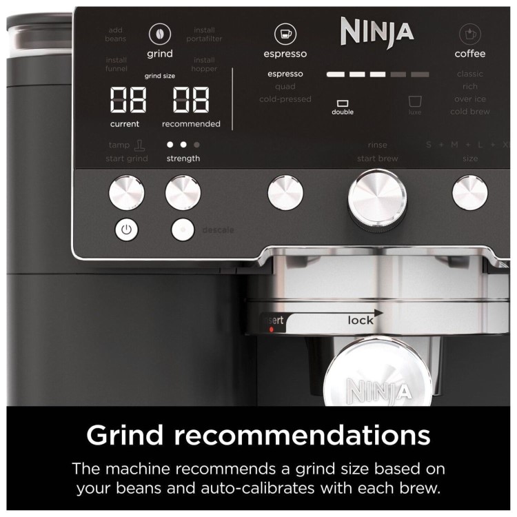 Ninja ES601UKBK Luxe Café Premier – 3-in-1 Bean-to-Cup Espresso Machine with Integrated Grinder & Milk Frother