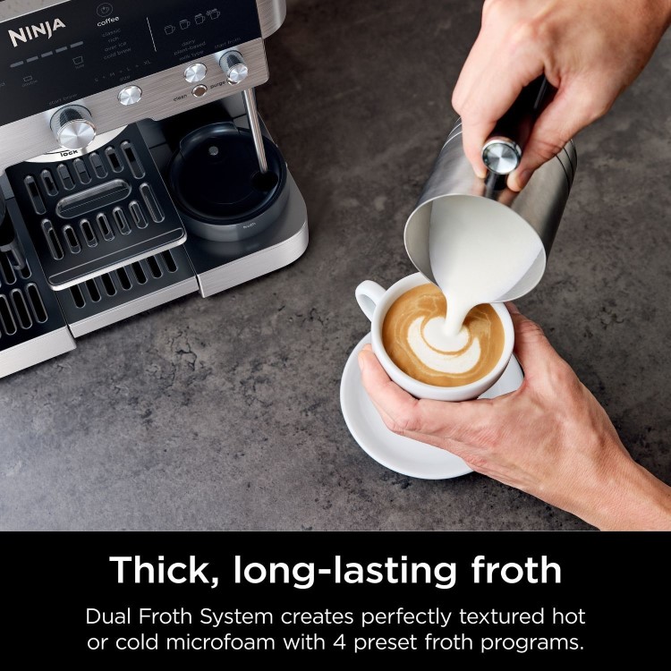 Ninja ES601UK Luxe Café Premier – 3-in-1 Bean-to-Cup Espresso Machine with Integrated Grinder & Milk Frother