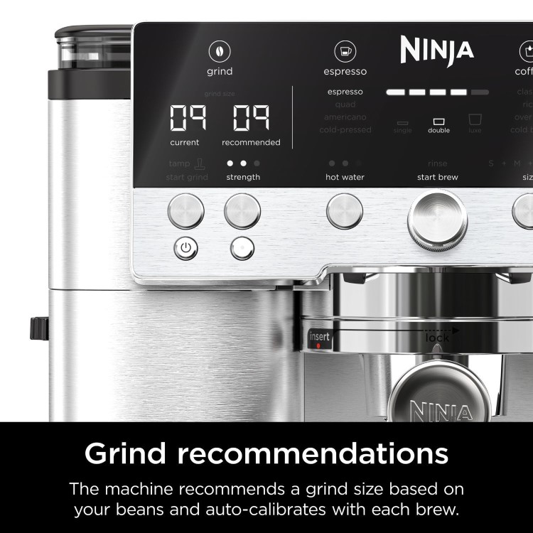 Ninja ES601UK Luxe Café Premier – 3-in-1 Bean-to-Cup Espresso Machine with Integrated Grinder & Milk Frother