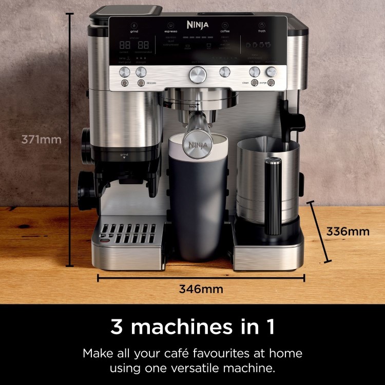 Ninja ES601UK Luxe Café Premier – 3-in-1 Bean-to-Cup Espresso Machine with Integrated Grinder & Milk Frother