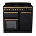 ESDL100DFPGBL/AB1 Rangemaster Estel Deluxe 100cm Dual Fuel Range Cooker - Gloss Black & Brass