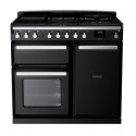 ESDL100DFPGBL/CM1 Rangemaster Estel Deluxe 100cm Dual Fuel Range Cooker - Gloss Black + Chrome