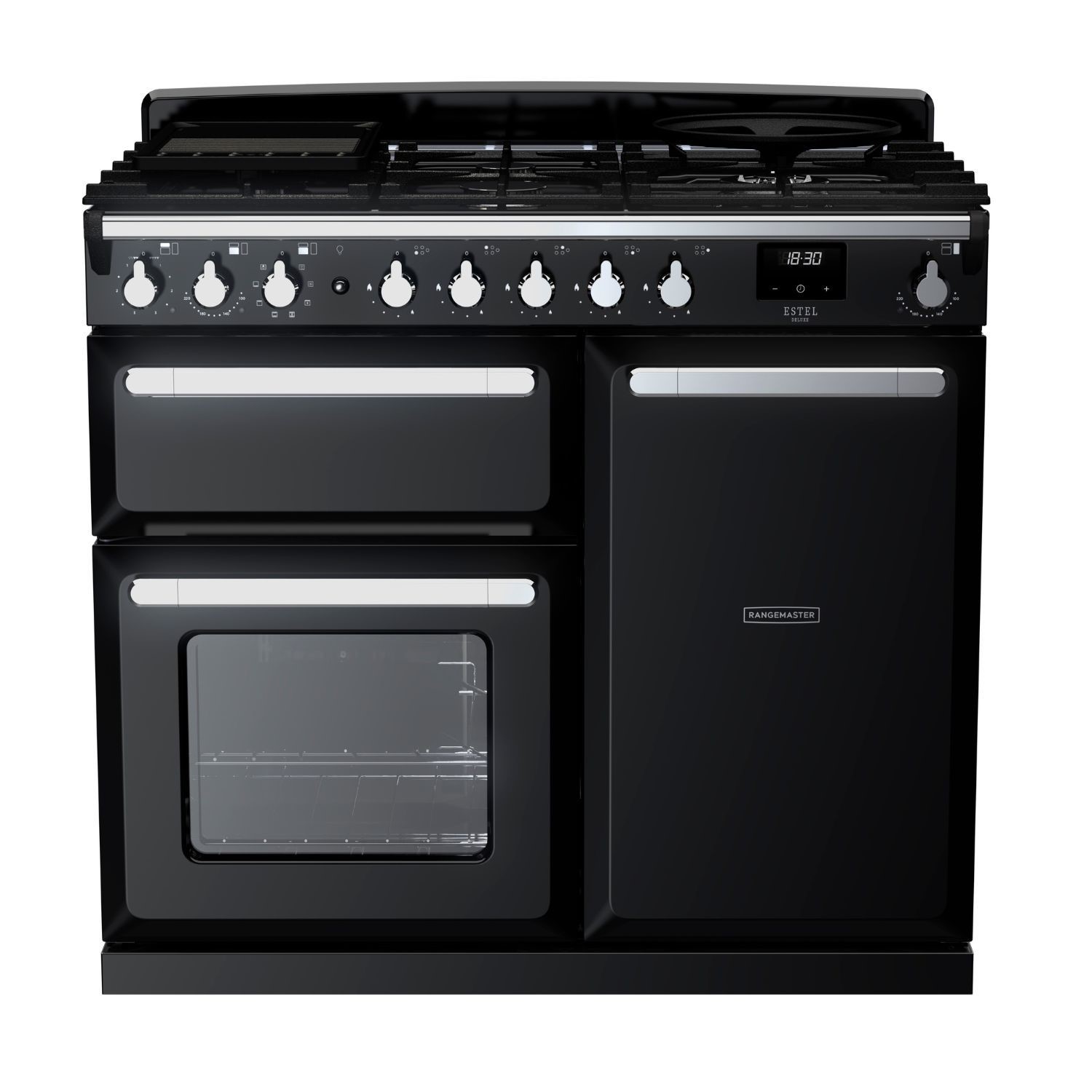 Estel Deluxe 100cm Dual Fuel Range Cooker Gloss + Chrome