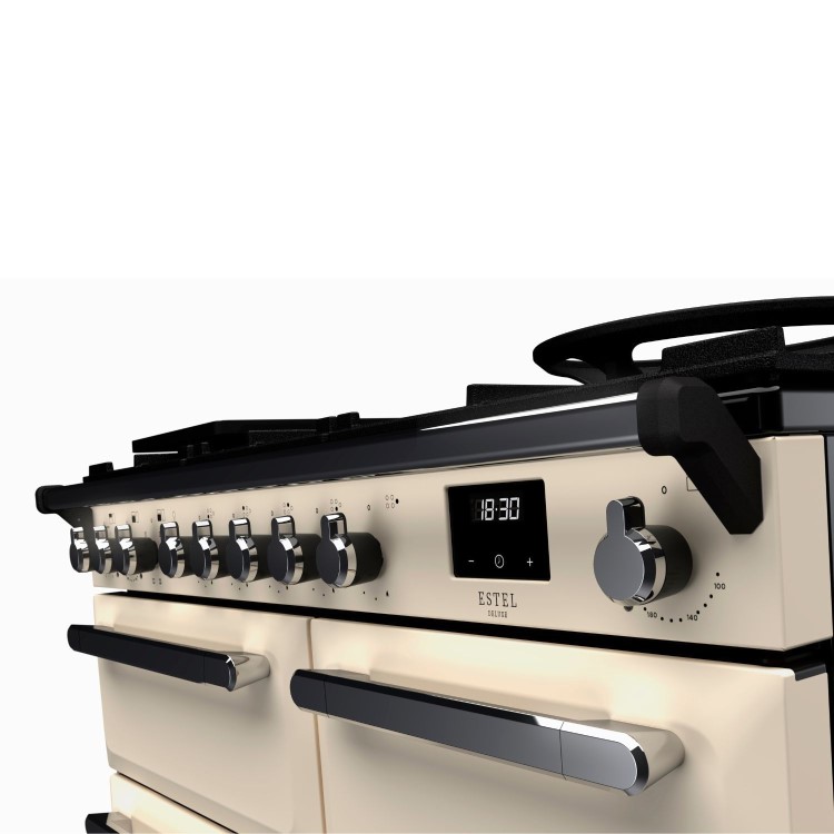 Rangemaster Estel Deluxe 100cm Dual Fuel Range Cooker - Pale Cream + Chrome