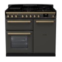 ESDL100DFPSLT/AB1 Rangemaster Estel Deluxe 100cm Dual Fuel Range Cooker - Slate + Brass