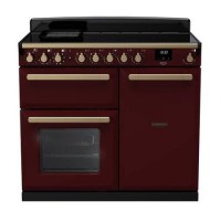 Rangemaster Estel Deluxe 100cm Induction Range Cooker - Bordeaux + Brass