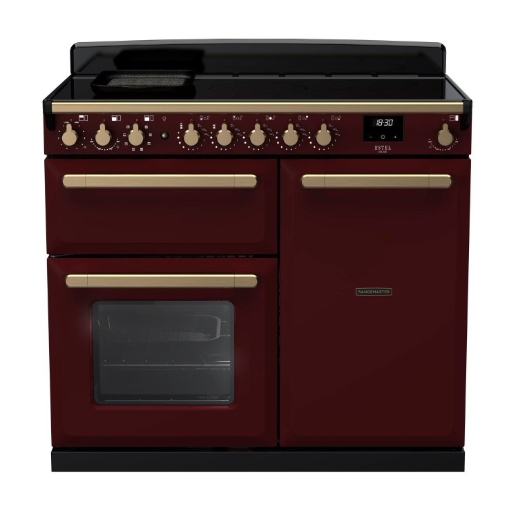 Rangemaster Estel Deluxe 100cm Induction Range Cooker - Bordeaux + Brass