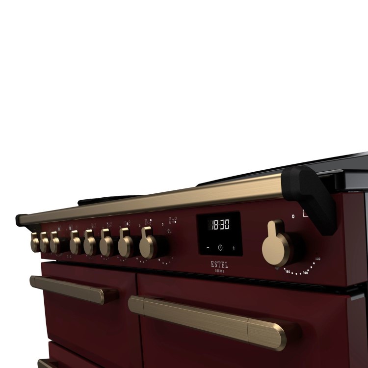 Rangemaster Estel Deluxe 100cm Induction Range Cooker - Bordeaux + Brass