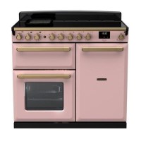 Rangemaster Estel Deluxe 100cm Induction Range Cooker - Pale Pink + Brass