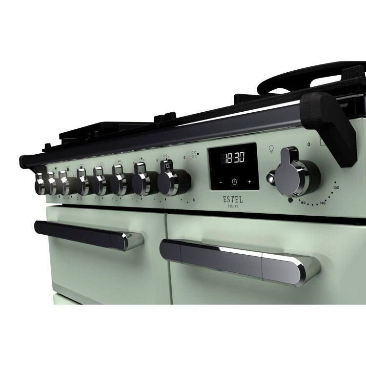 Rangemaster Estel Deluxe 90cm Dual Fuel Range Cooker - Mint + Chrome