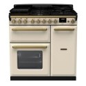 ESDL90DFPPCR/AB1 Rangemaster Estel Deluxe 90cm Dual Fuel Range Cooker - Pale Cream + Brass