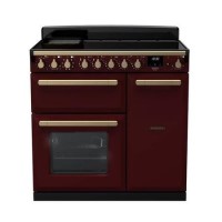 Rangemaster Estel Deluxe 90cm Induction Range Cooker - Bordeaux + Brass Rangemaster Estel Deluxe 90cm Induction Range Cooker - Bordeaux + Brass