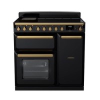 Rangemaster Estel Deluxe 90cm Induction Range Cooker - Gloss Black + Brass Rangemaster Estel Deluxe 90cm Induction Range Cooker - Gloss Black + Brass
