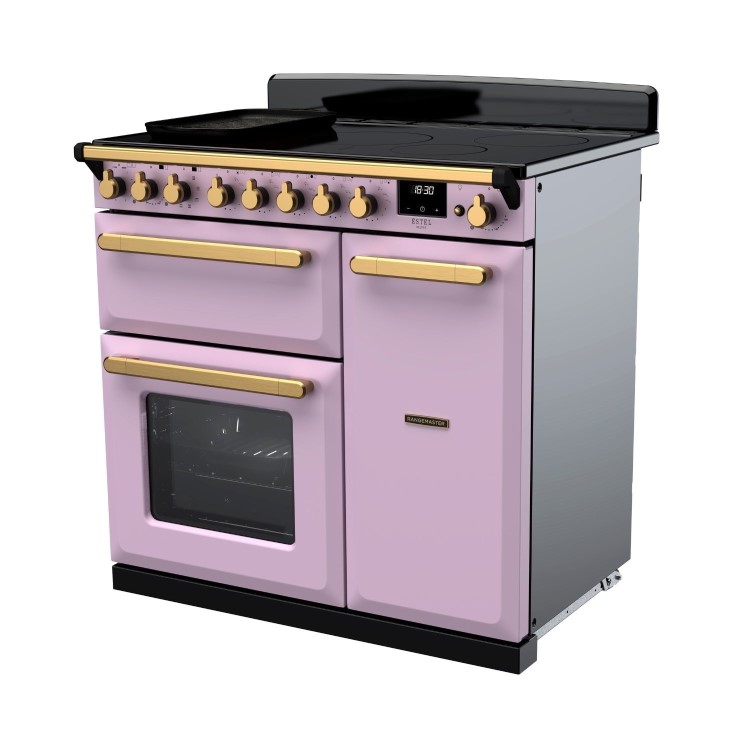 Rangemaster Estel Deluxe 90cm Induction Range Cooker - Heather + Brass
