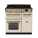 ESDL90EIPPCR/AB1 Rangemaster Estel Deluxe 90cm Induction Range Cooker - Pale Cream + Brass
