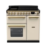 Rangemaster Estel Deluxe 90cm Induction Range Cooker - Pale Cream + Brass Rangemaster Estel Deluxe 90cm Induction Range Cooker - Pale Cream + Brass