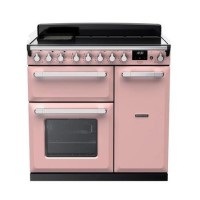 Rangemaster Estel Deluxe 90cm Induction Range Cooker - Pale Pink + Chrome